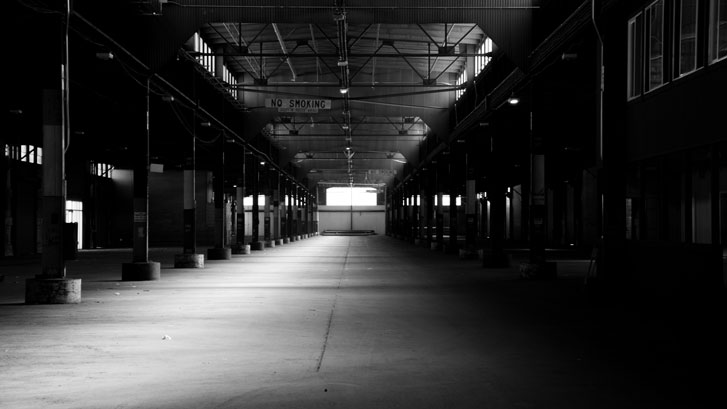 Dark Empty Warehouse Interior
